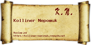 Kolliner Nepomuk névjegykártya